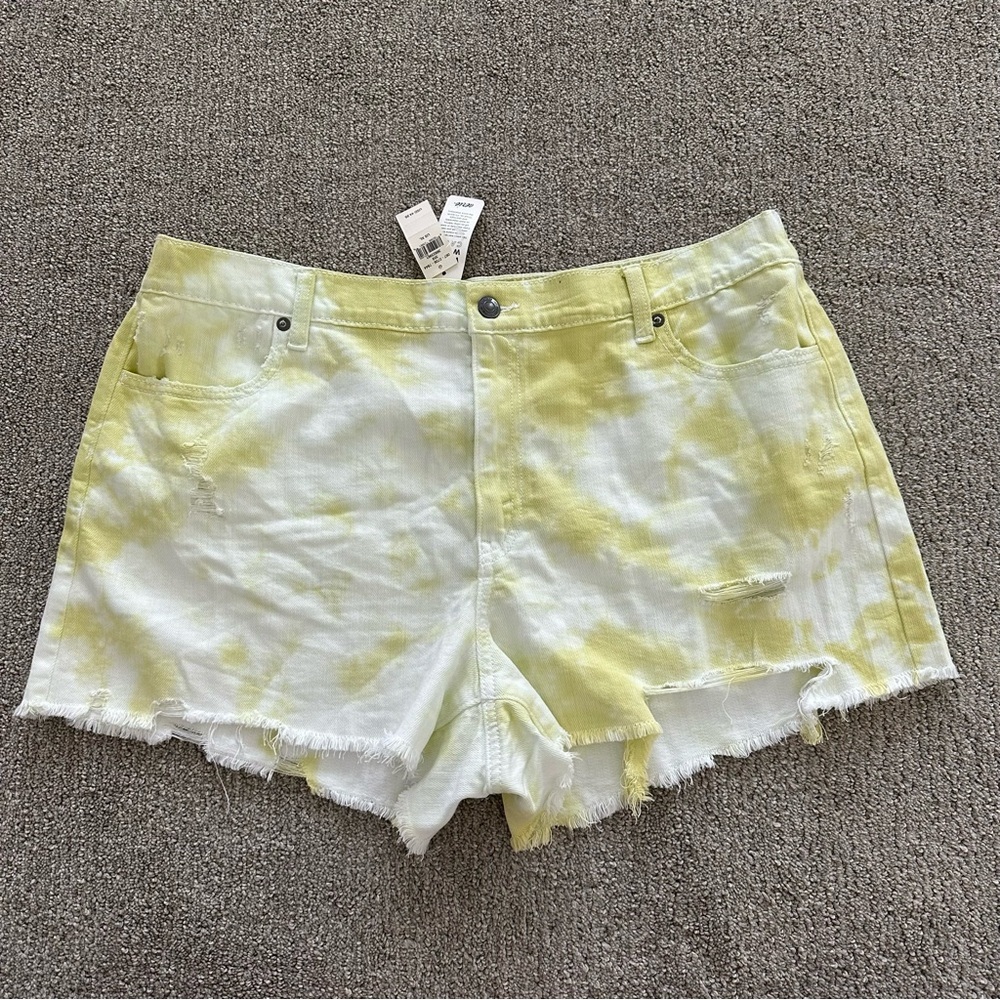 AERIE Daydream Tie Dye Shorts Yellow White Size XL